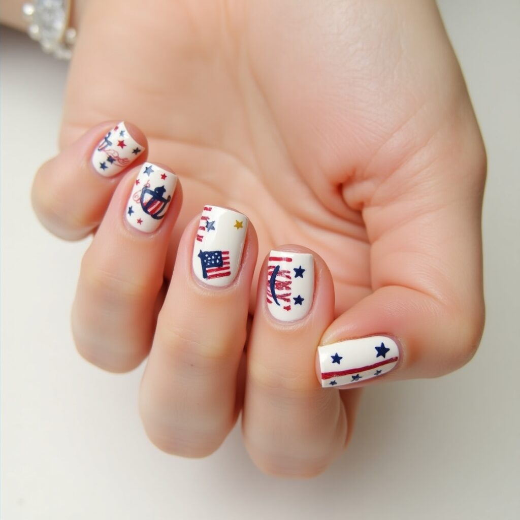 Tiny patriotic accents for the low-key holiday nail lover