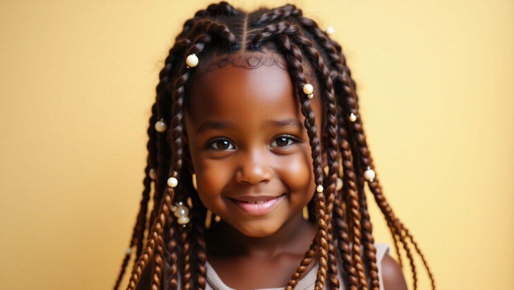 15 Stunning Braided Hairstyle of Long box braids with accessories.