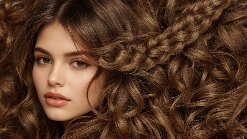 15 Stunning Braided Hairstyle of Waterfall braid over curled hair 