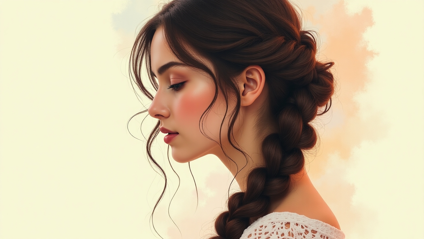15 Stunning Braided Hairstyle of Woman with a messy fishtail braid.