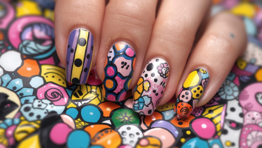 Artistic chaos – a curated mix-and-match nail design