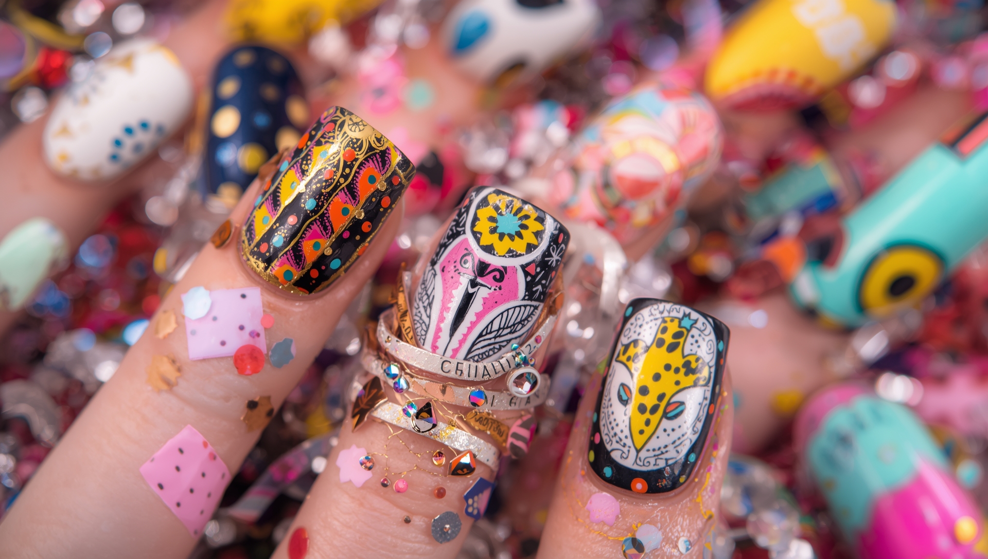 Artistic chaos – a curated mix-and-match nail design