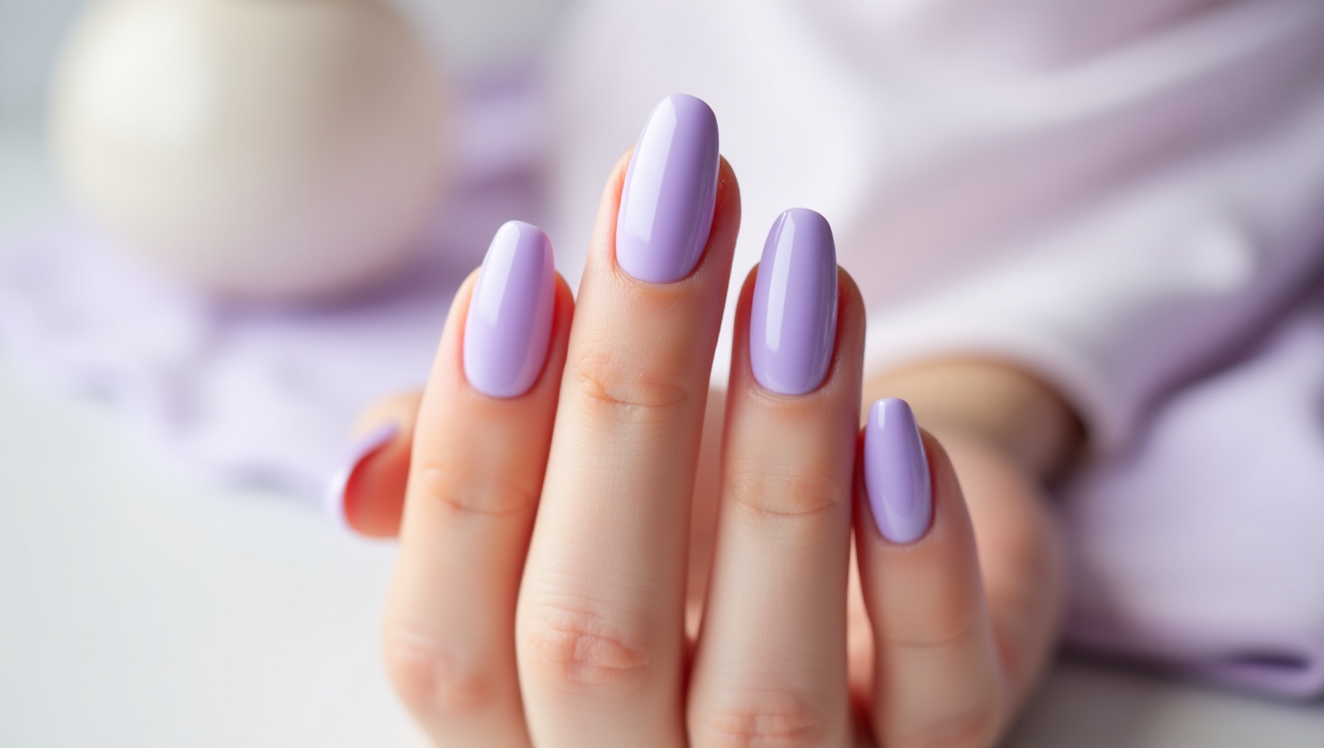Glassy lavender jelly nails perfect for soft summer looks