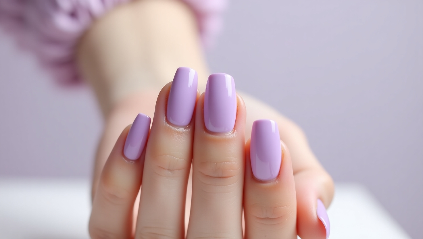 Glassy lavender jelly nails perfect for soft summer looks