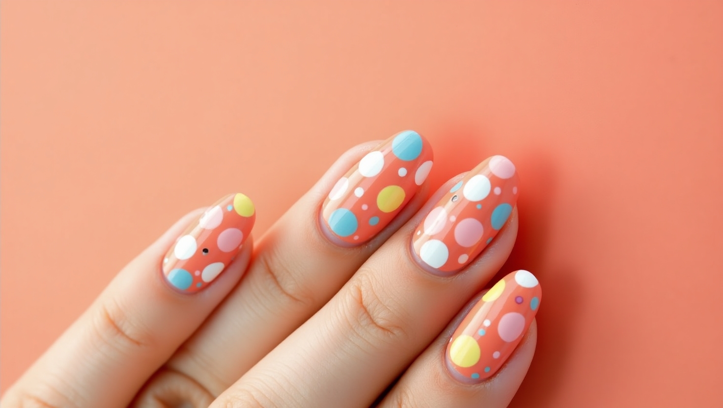 Playful polka dots for a retro twist on summer nails